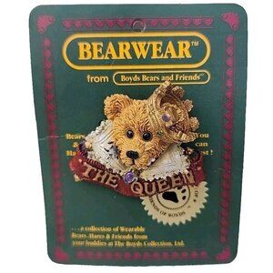 VTG 90s Boyds Bearwear The Queen Bear  W/ Royal Crown Resin Brooch 01998-72 NWT